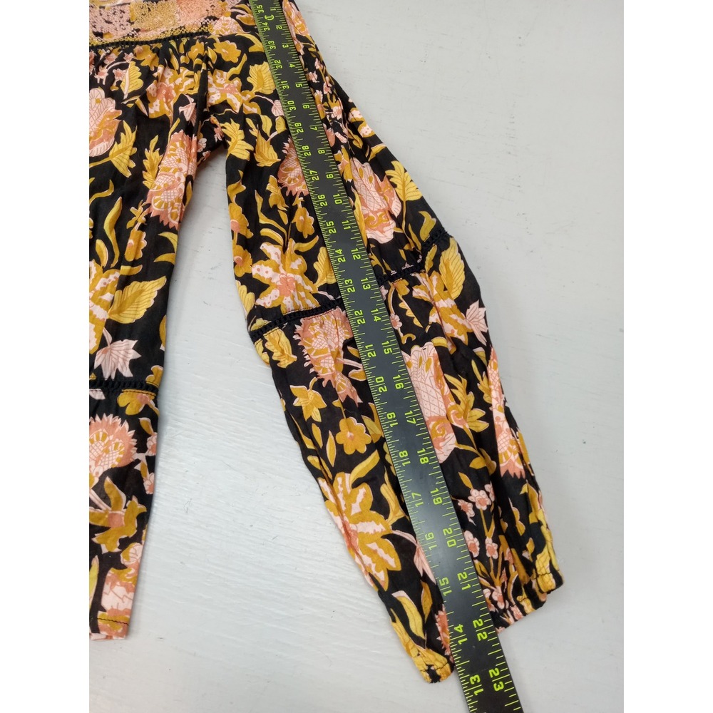 Rachel Zoe Floral Embroidered V-Neck Peasant Long Sleeve Blouse Small Vacation - Picture 10 of 12